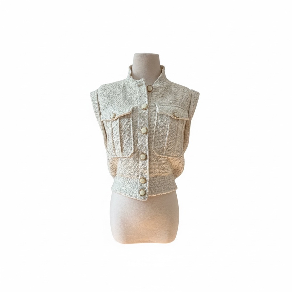 Christian Lacroix Bouclé Tweed Crop Vest (Sleeveless Jacket)